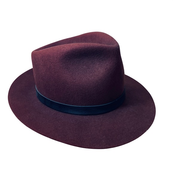 Park Royal Hats Other - Park Royal Hats Burgundy 100% Wool Felt Fedora Black Leather Band Made in USA M